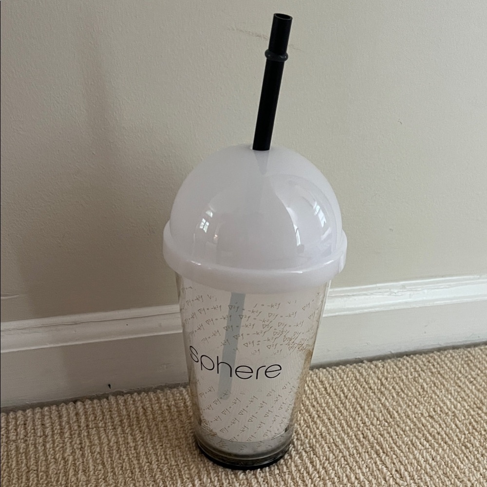 White and Black Tumbler with Straw